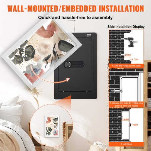 2559 Tall Wall Safe 3Tier Hidden Wall Safe with Keypad 3 Removable