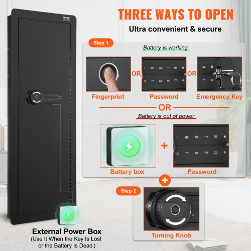 4291 Tall Wall Gun Safe 4Tier Hidden Gun Safe with Keypad Fingerprint