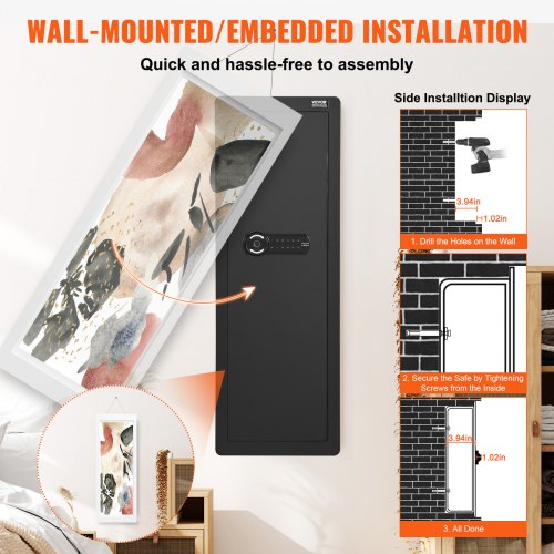 4291 Tall Wall Gun Safe 4Tier Hidden Gun Safe with Keypad Fingerprint