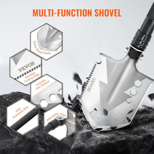 Survival Shovel 8 in 1 Camping Shovel Folding Multitool Military Grade