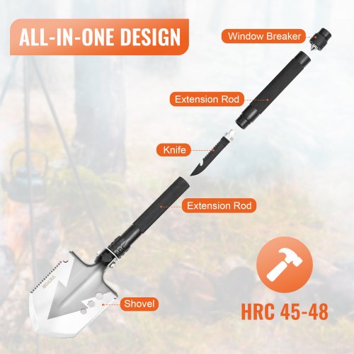 Survival Shovel 8 in 1 Camping Shovel Folding Multitool Military Grade