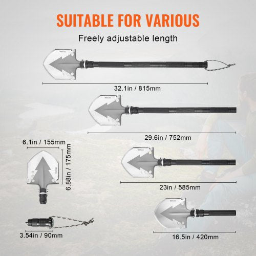 Survival Shovel 11 in 1 Camping Shovel Folding Multitool Military Grade