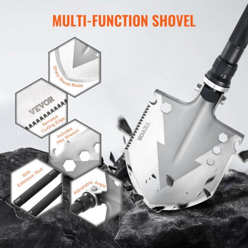 Survival Shovel 11 in 1 Camping Shovel Folding Multitool Military Grade