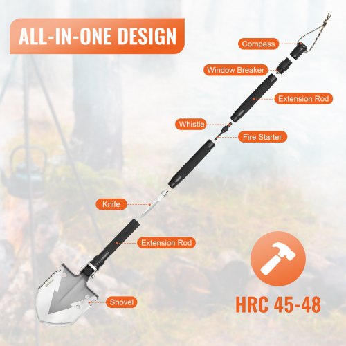 Survival Shovel 11 in 1 Camping Shovel Folding Multitool Military Grade