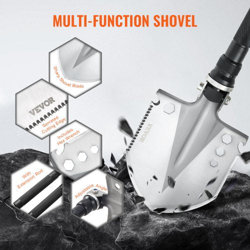 Survival Shovel 13 in 1 Camping Shovel Folding Multitool Military Grade