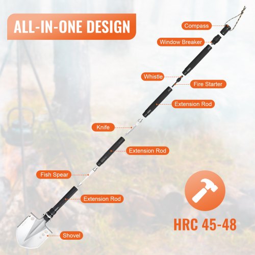 Survival Shovel 13 in 1 Camping Shovel Folding Multitool Military Grade