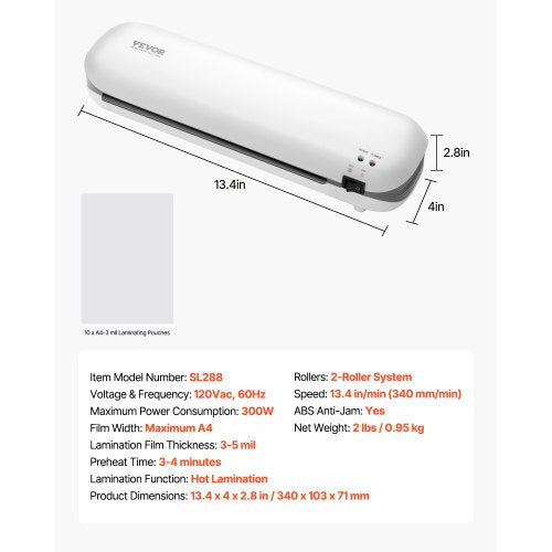 Laminator Machine Thermal Laminator for Max A4 Paper Size 34 min Quick