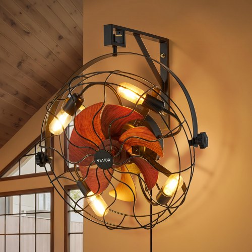 Wall Mounted Fan with Lights 21 inch Wall Mount Fan with Remote 6 Speeds