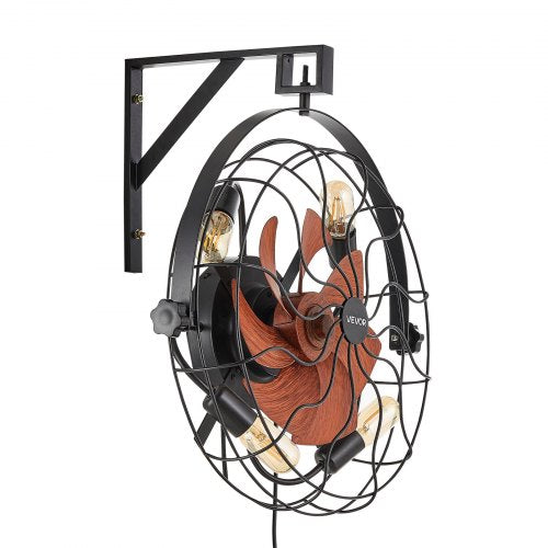 Wall Mounted Fan with Lights 21 inch Wall Mount Fan with Remote 6 Speeds