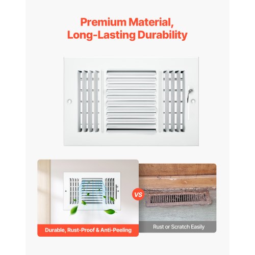 6 x 10 Inch Floor Registers 6Pack Floor Vents HVAC 3Direction Iron Vent