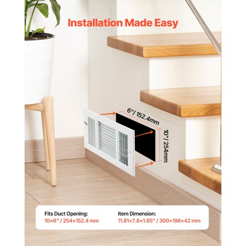 6 x 10 Inch Floor Registers 6Pack Floor Vents HVAC 3Direction Iron Vent