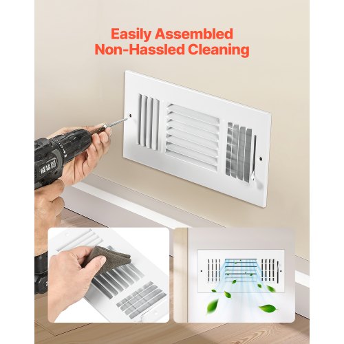 4 x 10 Inch Floor Registers 6Pack Floor Vents HVAC 3Direction Iron Vent