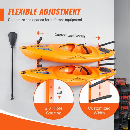 Wall Kayak Storage Rack 4Capacity Wall Mounted Kayak Holders for Kayak
