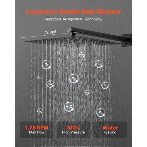 Shower Faucet Set Rainfall Bathroom Shower System with 12Inch Square Rain