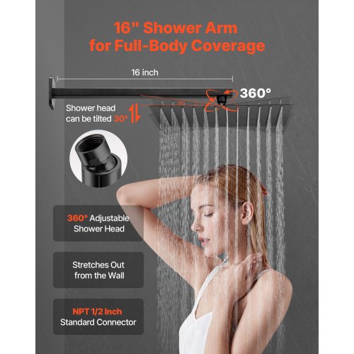 Shower Faucet Set Rainfall Bathroom Shower System with 12Inch Square Rain