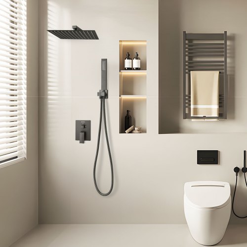 Shower Faucet Set Rainfall Bathroom Shower System with 12Inch Square Rain