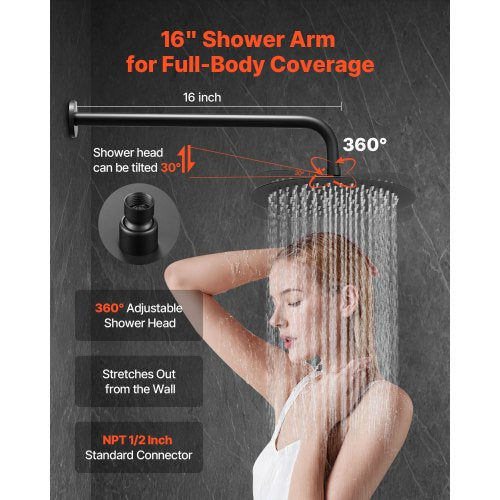 Shower Faucet Set Rainfall Bathroom Shower System with 10Inch Round Rain