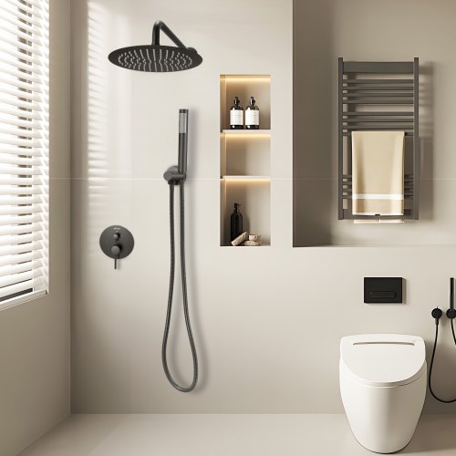 Shower Faucet Set Rainfall Bathroom Shower System with 10Inch Round Rain