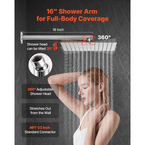 Shower Faucet Set Rainfall Bathroom Shower System with 12Inch Square Rain
