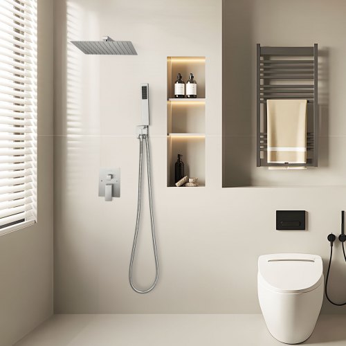 Shower Faucet Set Rainfall Bathroom Shower System with 12Inch Square Rain