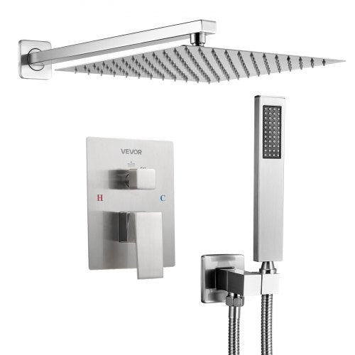 Shower Faucet Set Rainfall Bathroom Shower System with 12Inch Square Rain