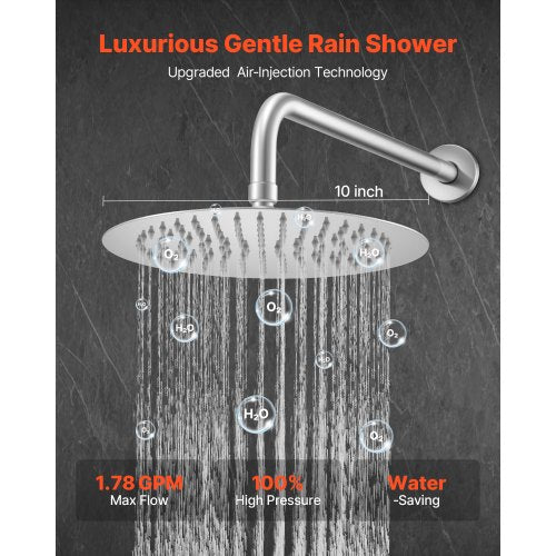 Shower Faucet Set Rainfall Bathroom Shower System with 10Inch Round Rain