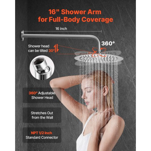 Shower Faucet Set Rainfall Bathroom Shower System with 10Inch Round Rain