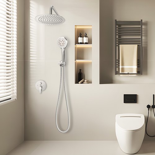 Shower Faucet Set Rainfall Bathroom Shower System with 10Inch Round Rain