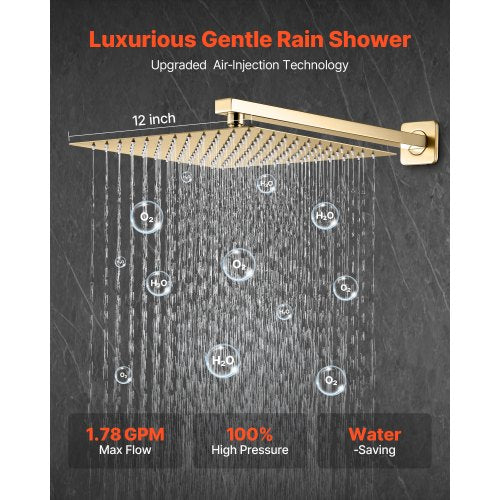 Shower Faucet Set Rainfall Bathroom Shower System with 12Inch Square Rain