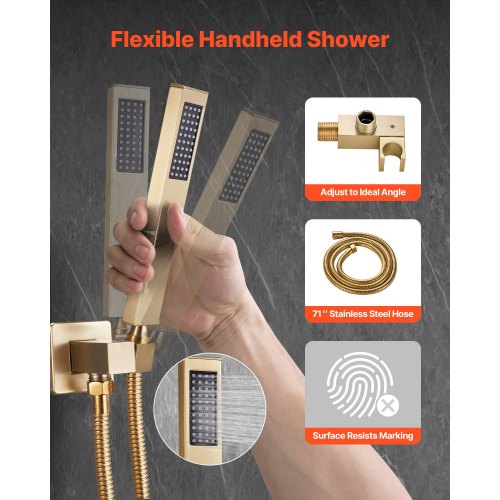 Shower Faucet Set Rainfall Bathroom Shower System with 12Inch Square Rain
