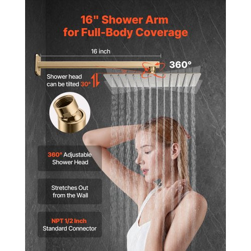 Shower Faucet Set Rainfall Bathroom Shower System with 12Inch Square Rain