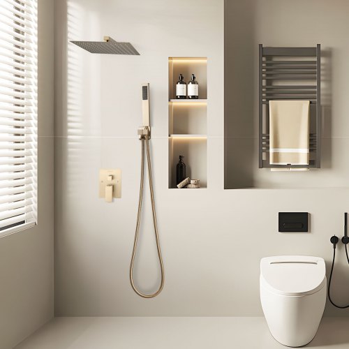 Shower Faucet Set Rainfall Bathroom Shower System with 12Inch Square Rain