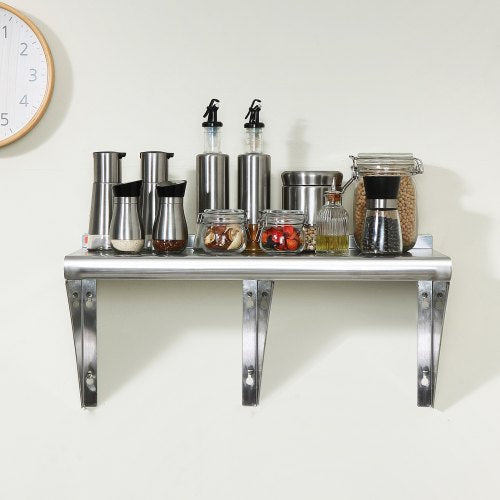 18 x 72 Stainless Steel Shelf Wall Mounted Floating Shelving with Brackets