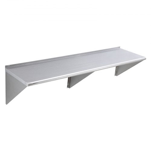18 x 72 Stainless Steel Shelf Wall Mounted Floating Shelving with Brackets