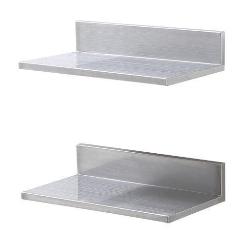8.6 x 16 Stainless Steel Shelf Wall Mounted Floating Shelving with Backsplash