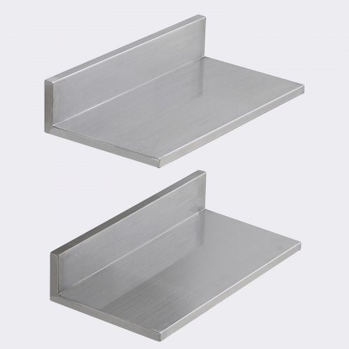 8.6 x 16 Stainless Steel Shelf Wall Mounted Floating Shelving with Backsplash