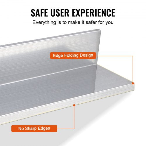86 x 24 Stainless Steel Shelf Wall Mounted Floating Shelving with Backsplash