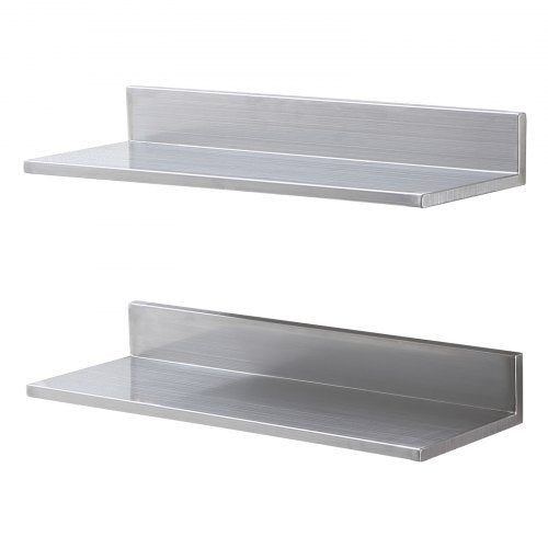 86 x 24 Stainless Steel Shelf Wall Mounted Floating Shelving with Backsplash