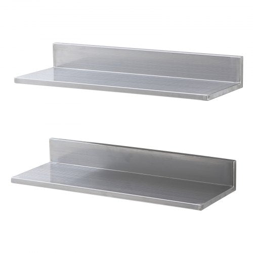 86 x 24 Stainless Steel Shelf Wall Mounted Floating Shelving with Backsplash