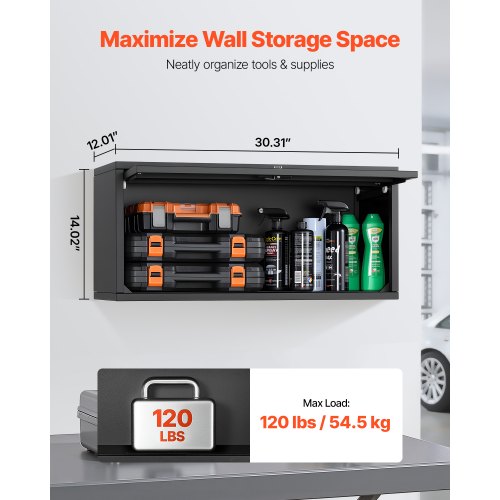 Metal Wall Cabinet 2756W x 1201D x 1402H Inch Floating Garage Tool