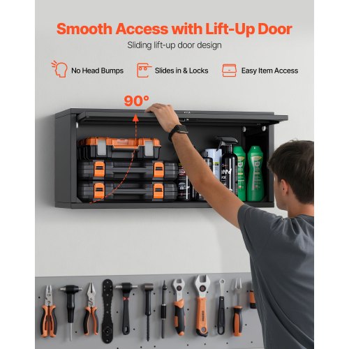 Metal Wall Cabinet 2756W x 1201D x 1402H Inch Floating Garage Tool