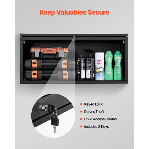 Metal Wall Cabinet 2756W x 1201D x 1402H Inch Floating Garage Tool