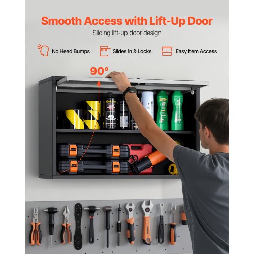 Metal Wall Cabinet 2756W x 1201D x 1969H Inch Floating Garage Tool