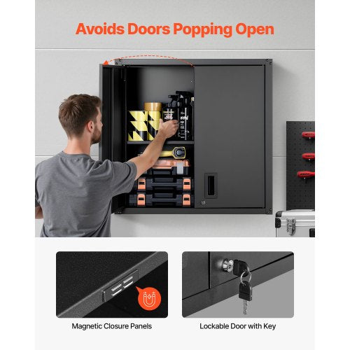 Metal Wall Cabinet 30W x 122D x 30H Inch Steel Floating Hanging Storage