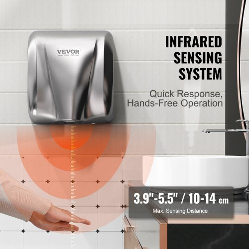Heavy Duty Commercial Hand Dryer 1300W Automatic High Speed Stainless Steel