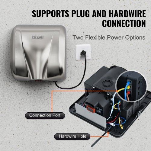 Heavy Duty Commercial Hand Dryer 1300W Automatic High Speed Stainless Steel