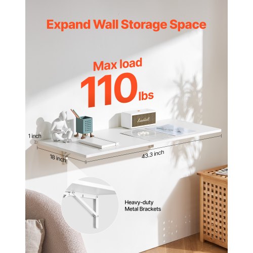 Wall Mounted Folding Table 433 x 18 inches Wall Mount Table Floating Desk