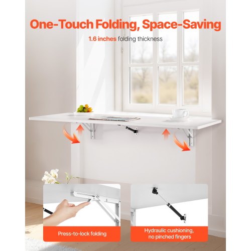 Wall Mounted Folding Table 433 x 18 inches Wall Mount Table Floating Desk