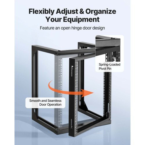 12U Wall Mount Server Rack 150 lbs Max Load Capacity Open Frame Network