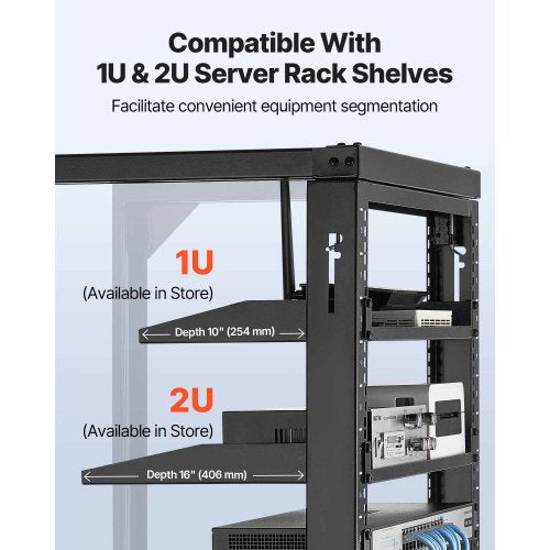 12U Wall Mount Server Rack 150 lbs Max Load Capacity Open Frame Network